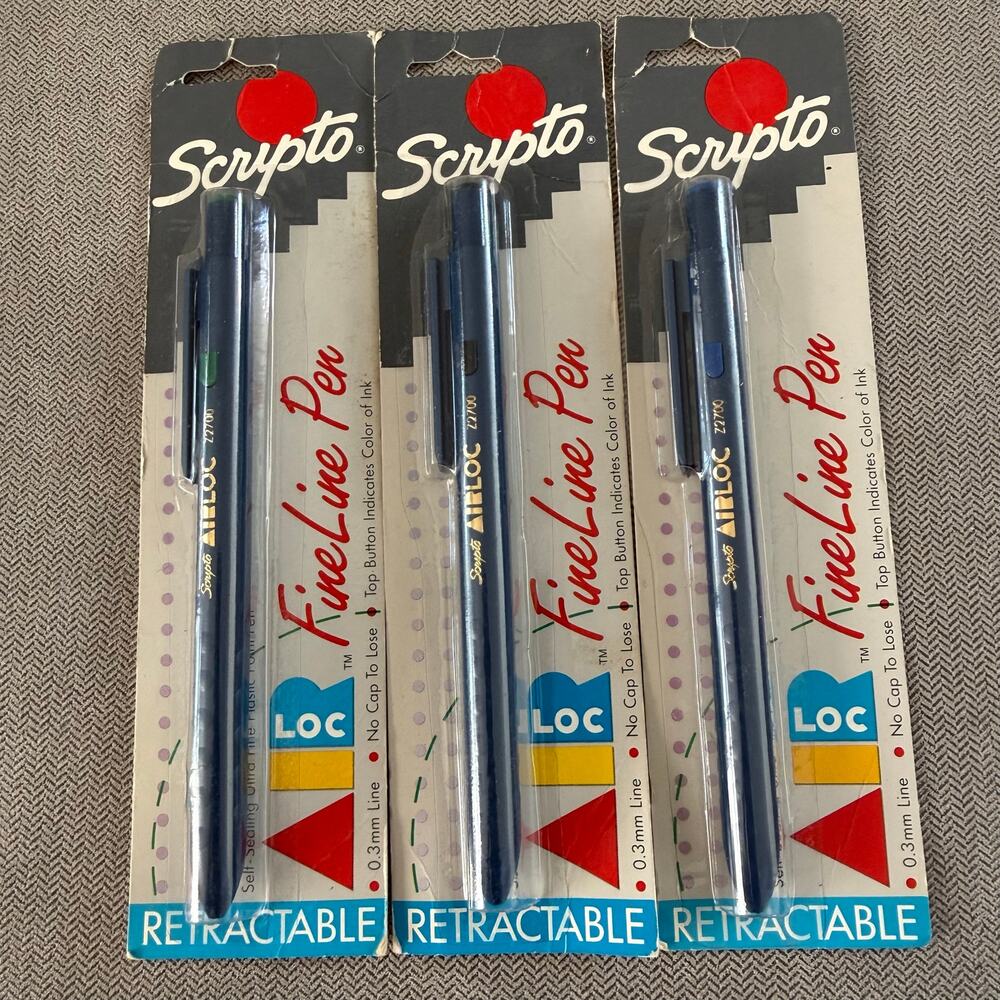 Vintage Scripto FineLine Retractable Pens LOC 2700 0.3mm NOS Lot of 3
